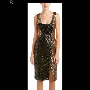 NWT French Connection Black and Gold Sequin Dress